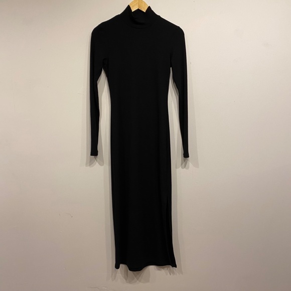 Charles Henry Black Mock-Neck Long Sleeve Stretchy Midi Dress Size XS - Picture 3 of 7